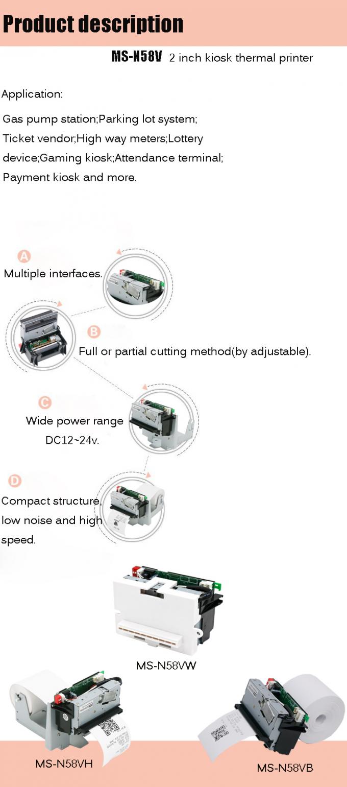 Модуль термального принтера киоска принтера ФТП628 резца ОЭМ 58мм Китая автоматический мини